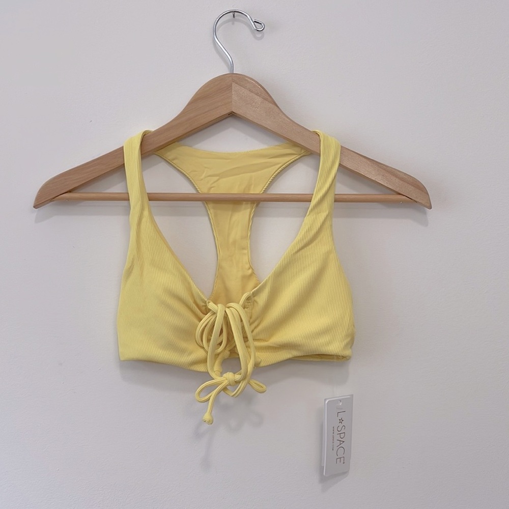L SPACE  Bikini Top Womens Small Yellow Dax Swimsuit Beachwear New - Picture 11 of 11